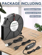 75mm x 15mm USB Cooling Blower Fan 5V DC Brushless Small Computer Case Fan for Cooling 3D Printer Helmet Hard Drive CPU PC Electronics Cabinet*