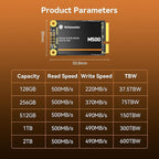 Yottamaster M500 1TB mSATA SSD SATA III 6Gb/s, mSATA Internal Solid State Drive Up to 500MB/s, Mini-SATA with 3D NAND, Compatible with Ultrabooks Desktop PC Laptop, All-in-One PCs, 30x50mm
