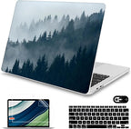 Mektron for MacBook Air 13 Case A1466/A1369 (2010-2017 Release), Snap-on Plastic Hard Shell Cover for MacBook Air 13.3 inch with Keyboard Cover, Misty Forest C132