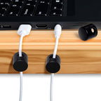 5 Sets Charger Holders for Cords, Matte Black Color Adjustable Cable Anchor Holders, Adhesive Metal Cord Clips, Cable Management Wire Organizers for Desk, Office, Nightstand