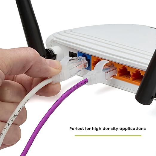 TRUECABLE Cat6 Component Rated Patch Cable, Unshielded (U/UTP), 2ft, Purple, 28AWG Solid Copper, Snagless 10G High-Speed Ethernet Cable, PoE++ 4PPoE 100W, UL Listed, RoHS-3, 5 Pack