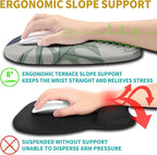 Hokafenle Ergonomic Mouse Pad Wrist Support with Stepped-Wedge Design, Wrist Rest Pain Relief Mousepad Filled with Memory Foam, Carpal Tunnel Mousepad for Wireless Mouse(12x8 inch, Abstract Leaves)
