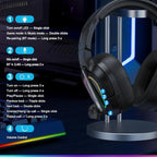 FC200 Wireless Gaming Headset for PS5, PS4-2.4GHz USB Foldable Headphones with Mic - 3D Stereo Bluetooth Headset with 50Hrs Battery Life, for Switch, PC, Mac, Mobile