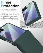 STORMTAL for Samsung Galaxy Z Flip 7 Case, Hinge Protection, Built-in Screen Protector, Wireless Charging, Shockproof, Slim Rugged Phone Protective Case for Galaxy Z Flip 7 Green