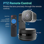 USB C Webcam PTZ Webcam, 4K Streaming Web Camera with Folded Bracket, 3X Digital Zoom with Remote Control, One Click Mute for Privacy Protection, Works with Zoom,OBS,TikTok,YouTube,etc