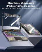 SIBEITU Keyboard Case for iPad A16 11th Gen 11" 2025 & 10th Gen 10.9" 2022, Clear Wireless Keyboard Protective Cover with Multi-Touch Trackpad, 7-Color Backlight & 3-Brightness, 360 Rotatable, Black