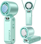 Handheld Portable Fan with Ice Cooler: 100-Speed 5500mAh Rechargeable Handheld Fan, 12H Time Hand Cooling Personal Fans with 20000 RPM Air Turbo Tech for Travel Outdoor (Green)