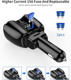 [2025 Upgraded] Cigarette Lighter Splitter, SUPERONE 180W 2-Socket Cigarette Lighter Adapter with Dual QC3.0 and 20W PD USB C Car Charger Splitter for GPS/Dash Cam/Laptop/iPad/iPhone 16/15/14/13/12/11