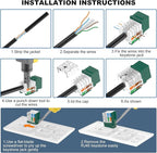 VCE UL Listed Cat6 RJ45 Keystone Jack Insert 25-Pack, 90 Degree Punch Down Keystone Jack Adapter Slim Profile Green