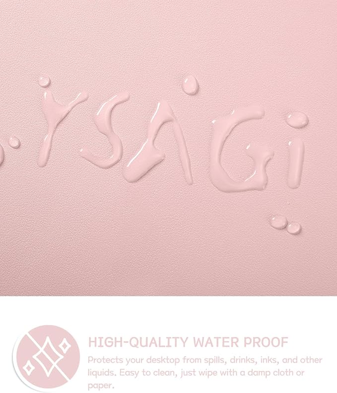 YSAGi Non-Slip Leather Desk Pad Blotter, Waterproof Laptop Computer Desk Keyboard Mat, Table Protector Mat, Large Mouse Pad for Office/Work/Home/Decor(Pink, 31.5" x 15.7")