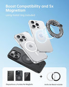 SYNCWIRE Magnetic Phone Ring Holder for MagSafe - Glitter Phone Grip Stand with 360° Rotation & Reinforced Hinge, Compatible with iPhone 16 15 14 13 Pro Max Plus MagSafe Accessories - Glitter Black