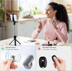 Phone Camera Ring Remote Control with Zoom in/Out, Rechargeable Shutter with Front/Rear Camera Switch for iPhone Android iPad, Hands Free Remote Ring for Photo & Video Recording Content Creator