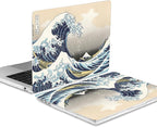 Compatible with MacBook Air 13 Inch Case 2017 2016 2015 2014 2013 2012 2011 2010 Release A1466/A1369, Plastic Hard Shell Case & Keyboard Cover & Screen Protector - Kanagawa Japan Wave