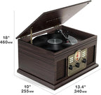 Victrola The Quincy 6-in-1 Bluetooth Record Player & Multimedia Center with Built-in Speakers – 3-Speed Turntable, CD & Cassette Player, AM/FM Radio, Wireless Music Streaming (Farmhouse Oatmeal)