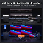 TESmart Quad Monitor HDMI+DP MST KVM Switch 4 Monitors 4 Computers 4K@60Hz, USB 3.0 KVM Docking Station, Audio&Microphone, EDID emulators, Hotkey Switch, Rack-Ears, with Input Cables