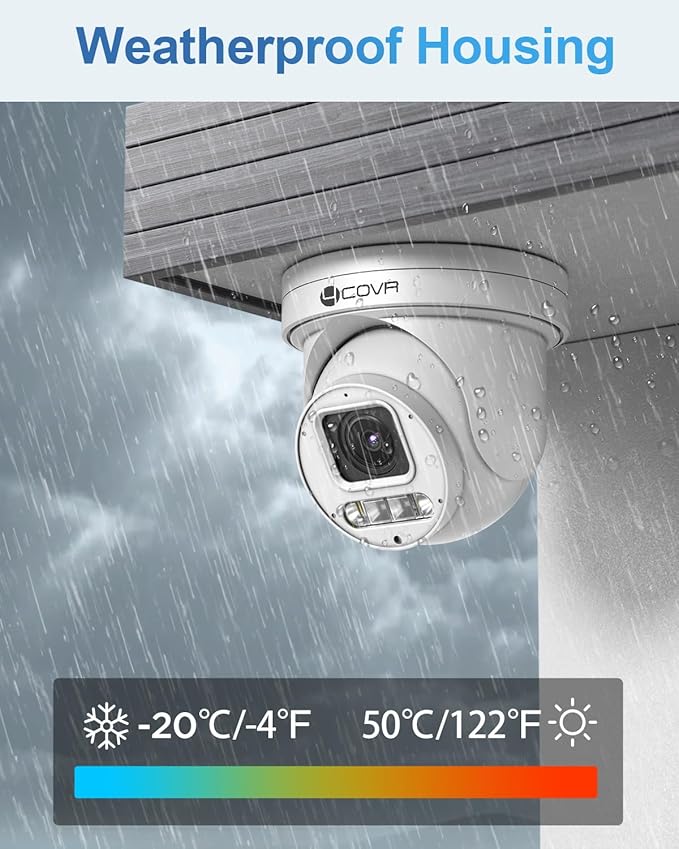 4COVR 16 Channel PoE PTZ Security Camera System, 12X 5MP IP PTZ Camera Two Way Audio, 280ｰ Pan 90ｰ Tilt 5X Optical Zoom, Smart Color Night Vision, Human Vehicle Detection, 4K NVR 4TB HDD, LY5XCP5M1612