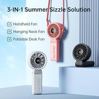 JISULIFE Handheld Fan Life7 – Ultimate Flexibility: High-Power Motor, LED Display, 13 Hrs Cooling, 3600mAh Rechargeable, 5-Speed, Foldable Design, 3-IN-1 Portable Fan for Travel Cruise Beach(Pink)
