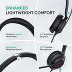 Yealink UH35 USB Headset with Microphone,Mono Wired Headset with Noise Cancelling Mic,Computer Headset Teams Certified,for Home Office Online Meeting Call Center, All Day Comfort