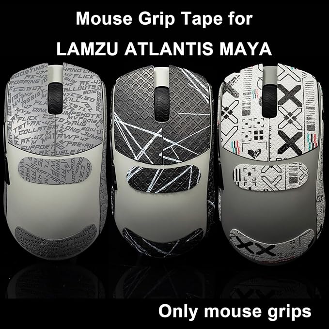 Grip Tape for Lamzu Atlantis Maya - Anti-Slip,Enhanced Control, Sweat Resistance,Improves FPS Gaming Grip & Mouse Protection [Pre-Cut] EVA White Purple 0.5mm