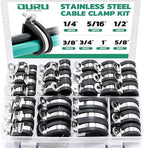 68PCS Cable Clamps Assortment Kit,7 Sizes Stainless Steel Rubber Coated Cushioned Insulated Cable Clamps-Metal Wire Clamps,Pipe Clamps for Tube,Lines