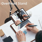 Peastrex Tablet Floor Stand with 12lb Stable Base Overhead Bed Ipad Phone Holder Mount with Adjustable Height Stretchable Arm for 4.5-13in iPad Pro Air Mini 12.9/9.7, Kindle, Galaxy Tab, CellPhones