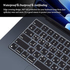 Korean Keyboard Cover for Apple 2025 2024 2023 MacBook Air Laptop with M4 M3 M2 chip 15.3-inch A3241 A3114 A2941,MacBook Air 13.6 inch A3240 A3113 A2681 Skin Protector-Black