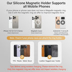 OPSO Magnetic Phone Ring Holder for MagSafe, 360 Degree Rotation Silicone Finger Ring Grip Stand Holder, Adjustable Kickstand, Compatible with iPhone 16 15 14 13 12/Pro/Max, Samsung and All Smartphone