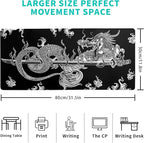Dragon Gaming Mouse Pad - Black, Large (31.5x11.8 Inch), Non-Slip Base, Stitched Edge for Gaming & Office