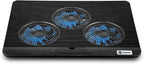 Laptop Cooling Pad, Mspine Laptop Cooler with 3 Blue Silent Fans, Ergonomic USB Powered Laptop Stand with Dual USB 2.0 Ports, Height-Adjustable Notebook Cooler for Notebook Under 17"- Black
