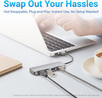 Amazon Basics USB 3.2/3.1 Gen 2 Hub Dock, 10Gbps, USB-C to 1xUSB-C / 3xUSB-A Works with Windows/Mac, Silver, Black