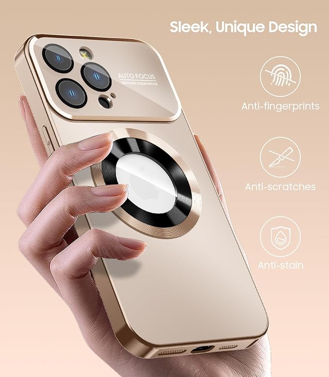 Magnetic for iPhone 13 Pro Case, Built-in Camera Lens Protector, Compatible with MagSafe, Logo View, Military Grade Protective Phone Cover, Desert Titanium