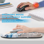 Mouse Pad with Wrist Rest, Ergonomic Mousepads with Wrist Support, Soft Lycra Fabric Memory Foam Office Desk Accessories for Comfort/Pain Relief/PC Gaming/Computer/Laptop (Seaside Sunset)