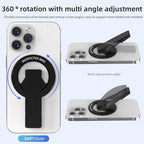 Magnetic-Phone-Grip-Stand, Magnetic Phone Ring Holder Kickstand with Silicone Finger Strap, Compatibility for iPhones, Androids, and More (Black)