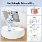 AboveTEK Tablet Pillow Stand for Bed, Hands-Free 360° Adjustable iPad Pillow Holder for Lap Reading w/Soft Bean Bag, Ideal Gift for Mom, Fits 4.7" to 12.9" Tablet, Phone, Kindle, White
