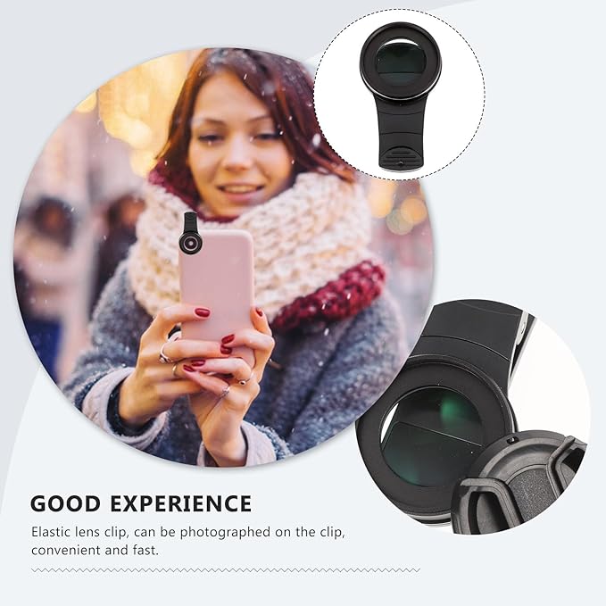Phone Lens : 37mm 15X Macro Lens for Phone Camera Clip-on Magnifying for Close-up Photography (Black)