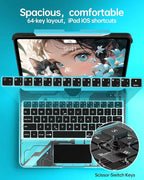 Intermerge Clear A16 11th (2025) & 10th Generation 10.9" Case with Keyboard, 360° Transparent Multi-Touch Trackpad, 7-Color RGB Keyboard, Pencil Holder, Type-C, Power Indicator, Aqua Pulse