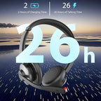 Wireless Headset with Mic for Work, Wireless Headphones with Mic (AI Noise Cancellation) & USB Dongle, 26+ Hrs Working Time, Bluetooth Headset with Mute for PC/Laptop/Office/Call Center/Zoom/Home