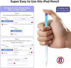 Stylus Pencil for iPad 2018-2024, 15Mins Fast Charge, Palm Rejection, Tilt Sensitivity - Compatible With iPad 10/9/8/7/6, Pro 12.9"/11"/13" M4, Air 5/4/3/11"-13" M2, Mini 6/5