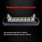 2 x #10 (M5) Studs Power Distribution Block with 5 x #8 (M4) Screws, Ampper 4.2" Bus Bar 12V Power Distribution Terminal Block Battery Busbar for Car Audio Solar (Black)