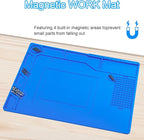 Kaisi Soldering Mat,15.35" x 10.6" Inch Heat Resistant Silicone Work Mat,Solder Pad for Soldering,Screws,Tools Repair Pad,Soldering Gun Iron Workbench Protection