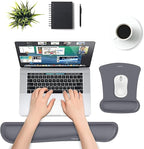 MOSISO Wrist Rest Support for Mouse Pad & Keyboard Set, Ergonomic Mousepad Non-Slip Base Home/Office Pain Relief & Easy Typing Cushion with Neoprene Cloth & Raised Memory Foam, Space Gray