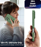 Magnetic for iPhone 16 Pro Max Case [Compatible with MagSafe][Built-in Camera Lens Protector] Slim Soft Silicone Bumper Shockproof Metallic Luster Phone Case (Green)