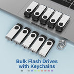 USB Flash Drives 4GB 20 Pack, Wooolken USB 2.0 Thumb Drives with Keychains Memory Stick USB Drive Pendrive for PC Laptop Computer (Black)