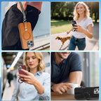 Leather Case, Suitable for iPhone 16 Pro Case, Invisible Magnetic Design, Equipped with a Lanyard and Foldable Stand, Black, Yellow and red (Black, iPhone 16 Pro)