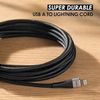 Extra Long iPhone Charger Cord 15FT [Apple MFi Certified] USB A to Lightning Cable Braided Fast Charging Cord Compatible with iPhone 14 Pro Max/Plus/13/12/11/X/XR/XS/SE/8/7/6/5/iPad - Black
