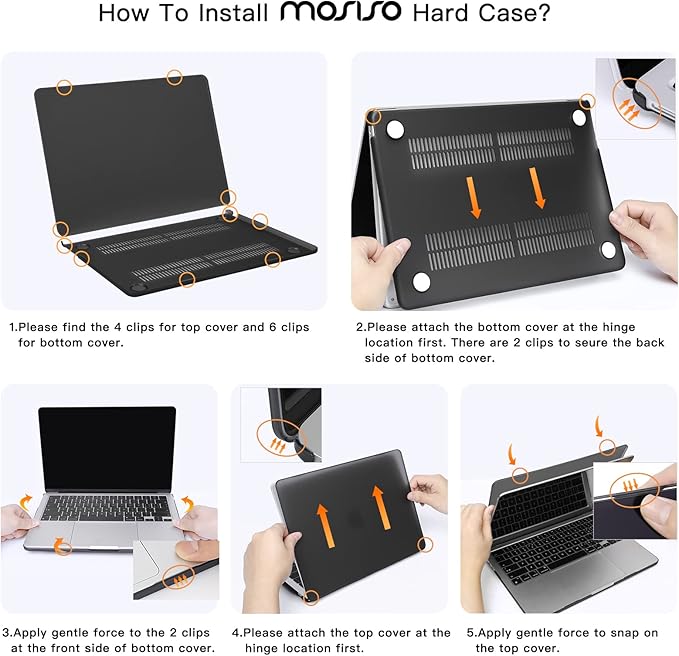 MOSISO Compatible with MacBook Air 13 inch Case 2025 2024 2023 2022 M4 A3240 M3 A3113 M2 A2681, Hard Shell&Sleeve Bag&Keyboard Skin&Webcam Cover&Screen Film for MacBook Air 13.6 inch, Black