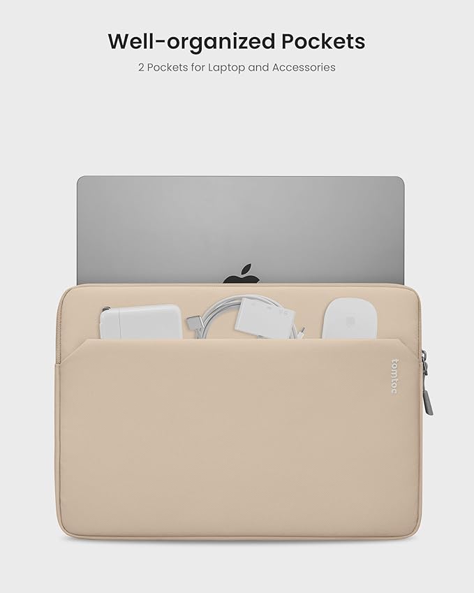 tomtoc Slim Laptop Sleeve for 15-inch 2025 New MacBook Air M4/A3241, M3/A3114, M2/A2941, 15 Inch Microsoft Surface Laptop AI PC/6/5, Dell XPS 15 Plus, Recycled Water-Resistant Protective Case Bag