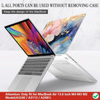CISSOOK Compatible with MacBook Air 13.6 inch Case M2 M3 M4 Release 2025 2024 2023 2022, Plastic Hard Shell Case Keyboard Cover Screen Film for MacBook Air 13 inch A3240 A3113 A2681, Marble Flower