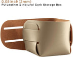 HOMIEAZICOZI 2-Pack Cork Leather Desk Accessories Storage - Pencil Pen Holder - Makeup Brush Holder Organizer - Stylish Addition to Home Decor (Champagne Gold)