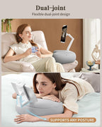 SAIJI Kindle Pillow Stand, Lap Beanbag iPad Stand Compatible with 4.7”-15.6” Kindle, Phone, iPad, 360° Adjustable Tablet Holder for Bed with Flexible Dual Axis Arm and Microbead Cushion (Gray)